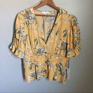 June & Hudson Yellow Floral Top Size 1